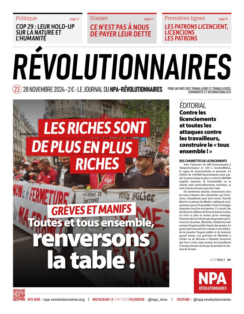 Révolutionnaires numéro 23, paru le 28 novembre 2024